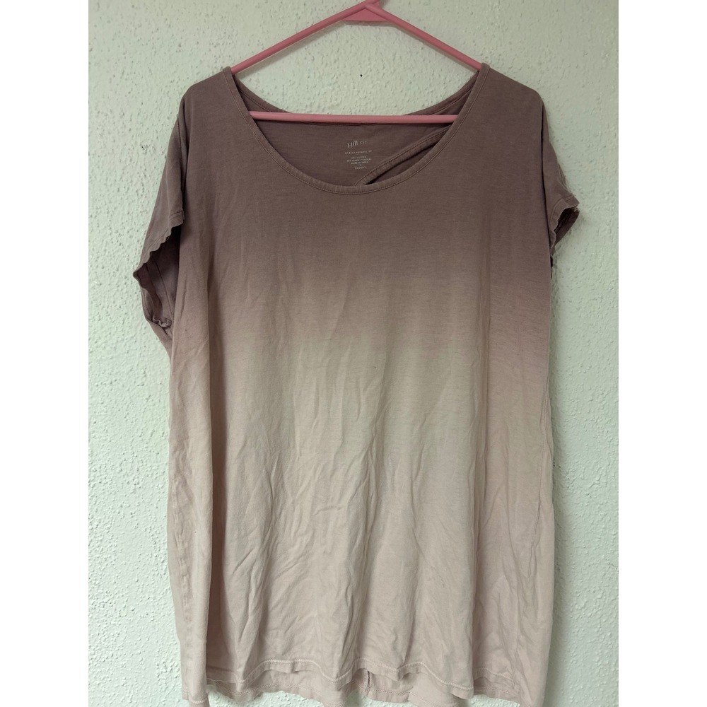 J. Jill Fit Mauve Ombre Keyhole Back Short Sleeve Tee 1X